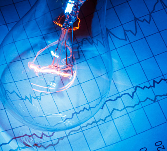 business chart and light bulb, business idea concept.